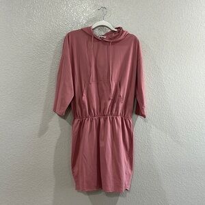 Culture Code Hoodie Mini Dress 3/4 Sleeves color Pink Size Large